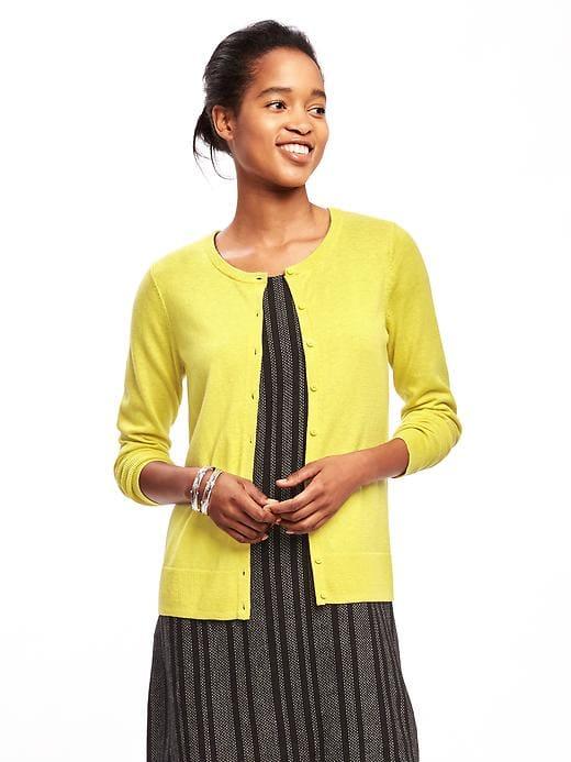 Old Navy Button Front Crew Neck Cardi For Women - Out On A Lime