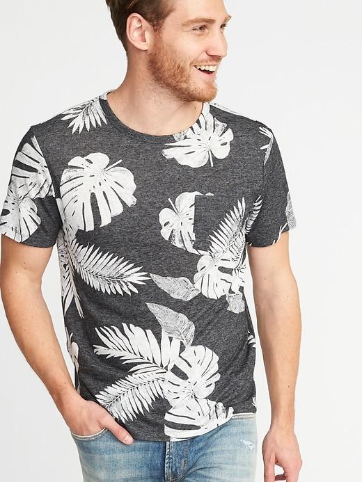 Old Navy Mens Printed Linen-blend Pocket Tee For Men Palm Print Size M
