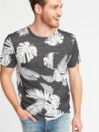 Old Navy Mens Printed Linen-blend Pocket Tee For Men Palm Print Size M