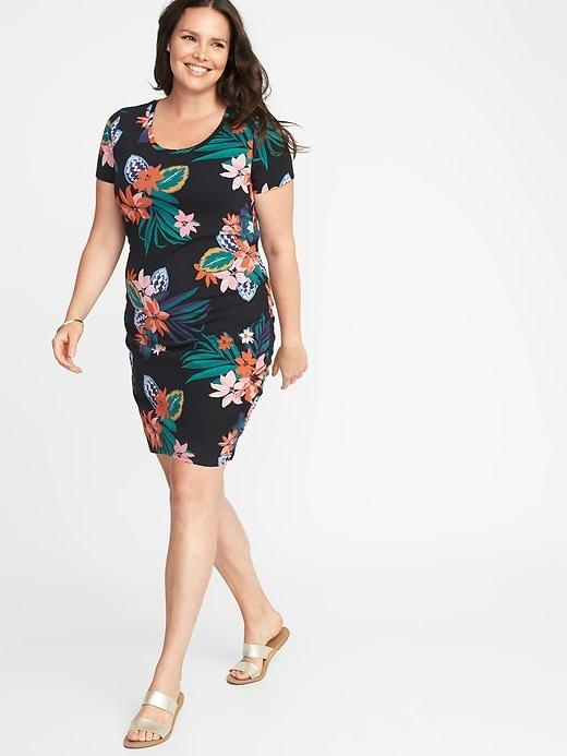 Old Navy Womens Plus-size Scoop-neck Bodycon Dress Black Floral Size 4x