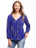 Old Navy Lightweight Floral Swing Top For Women - Blue Floral Top
