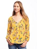 Old Navy Lightweight Floral Swing Top For Women - Yellow Floral
