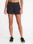 Old Navy Womens Mid-rise 4-way Stretch Mesh-trim Run Shorts For Women Black Size Xs