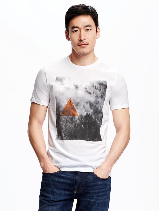 Old Navy Graphic Crew Neck Tee For Men - Orange Stripe
