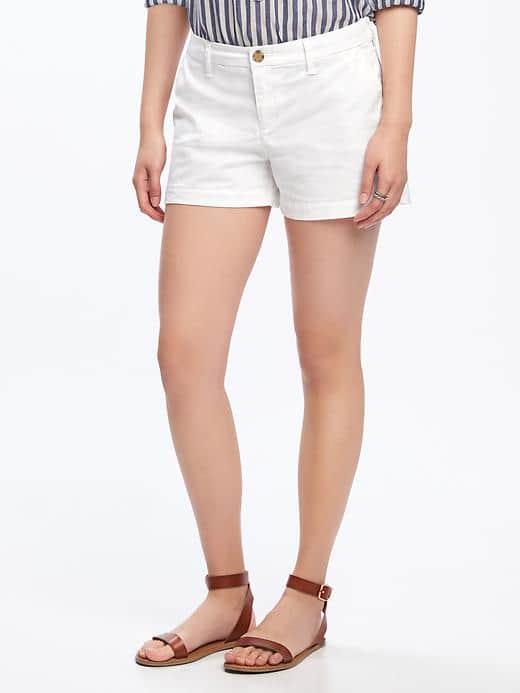 Old Navy Mid Rise Everyday Khaki Shorts For Women 3 1/2 - Bright White