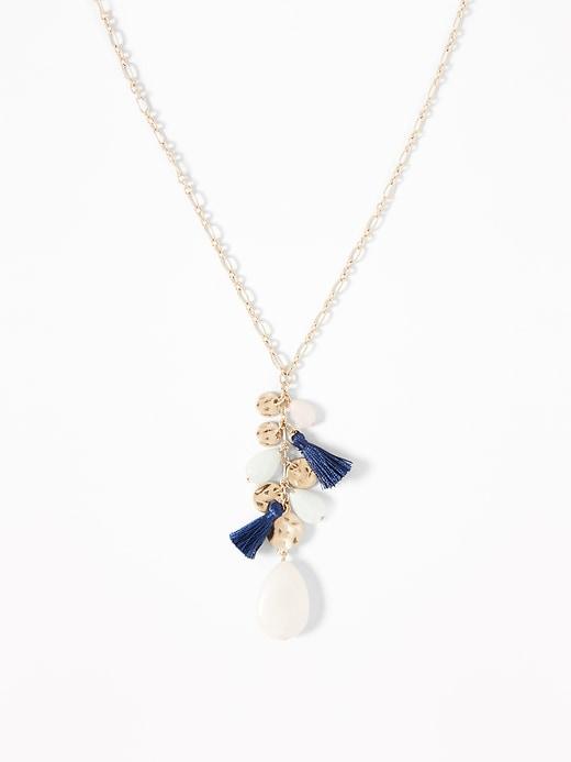 Stone Tassel Pendant Necklace For Women