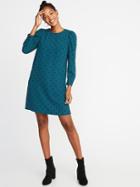 Old Navy Womens Crepe Shift Dress For Women Teal Dot Size S