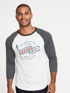 Old Navy Mens Chicago Graphic 3/4-length Raglan-sleeve Tee For Men On White Heather Size Xl
