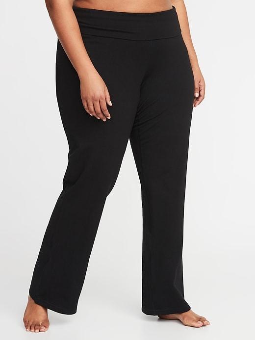 Plus-size Roll-over Wide-leg Yoga Pants