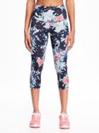 Old Navy Go Dry High Rise Printed Compression Crops For Women - Leaves