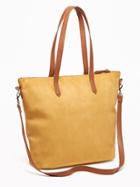 Old Navy Womens Faux-suede Zip-top Tote For Women Mustard Size One Size