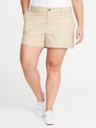 Old Navy Womens Mid-rise Plus-size Everyday Twill Shorts (5) Upper Crust Size 24