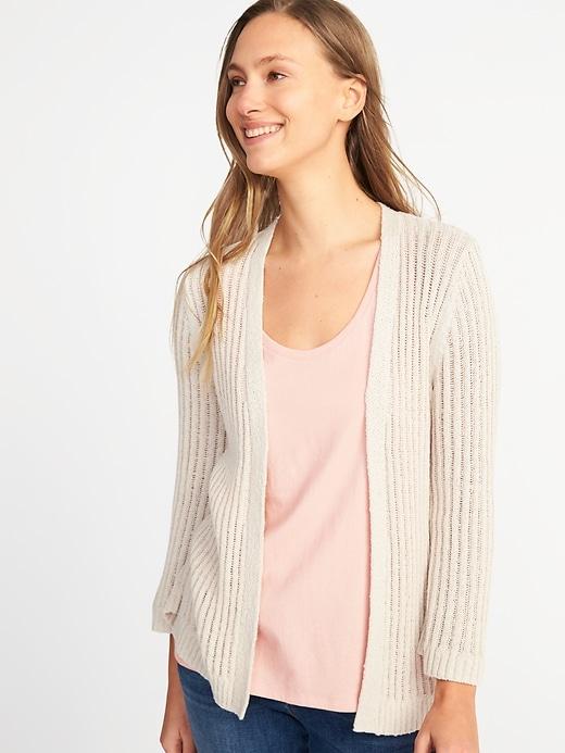 Old Navy Womens Textured Open-front Bell-sleeve Sweater For Women Chai Latte Size Xxl