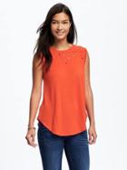 Old Navy Relaxed Cutwork Tank For Women - Hot Tamale
