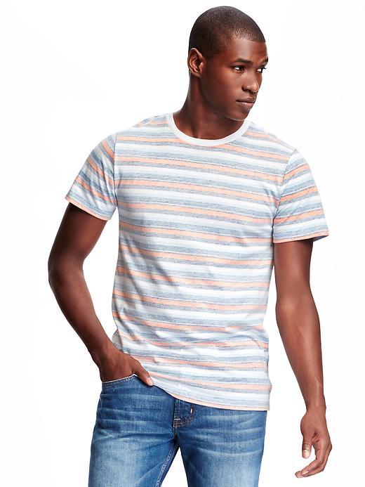 Old Navy Striped Crew Neck Tee For Men - Aquastar