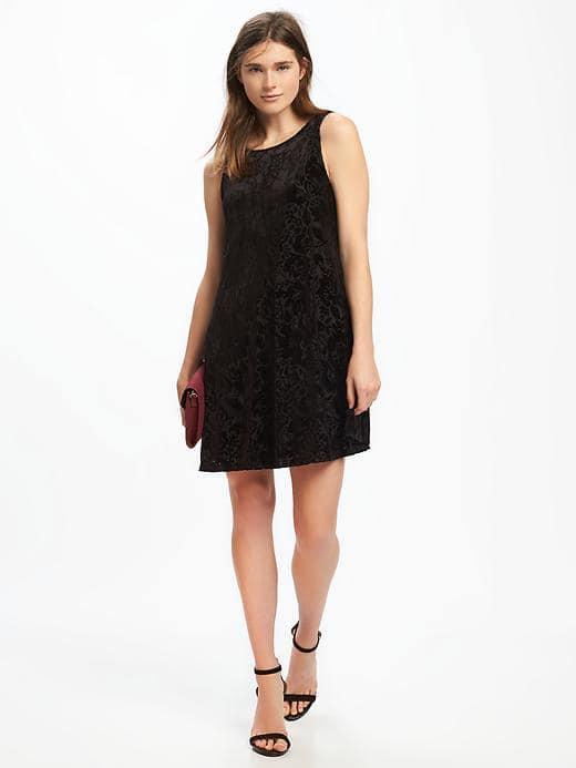 Old Navy Velvet Swing Dress For Women - Black Floral
