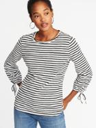 Old Navy Womens Relaxed Cinched-sleeve Top For Women Black Stripe Top Size Xs