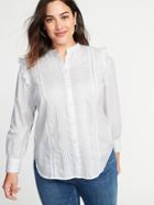 Old Navy Womens Ruffled-shoulder Plus-size No-peek Shirt Calla Lily Size 2x