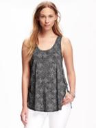 Old Navy Relaxed Sueded Tulip Hem Tank For Women - Black Print