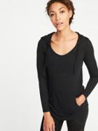 Old Navy Womens Relaxed Slub-knit Performance Hoodie For Women Black Size S
