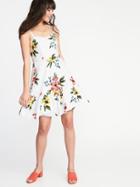 Old Navy Womens Fit & Flare Tiered Cami Dress For Women White Floral Size S