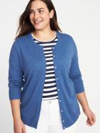 Old Navy Womens Semi-fitted Crew-neck Plus-size Cardi Laundered Blue Size 2x
