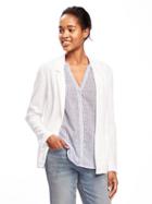 Old Navy Linen Blend Blazer For Women - Bright White