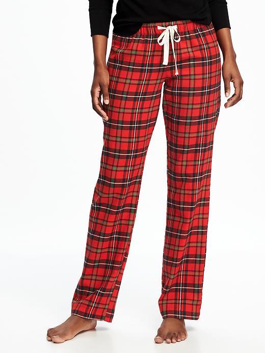 Old Navy Flannel Drawstring Sleep Pants For Women - Red Tartan
