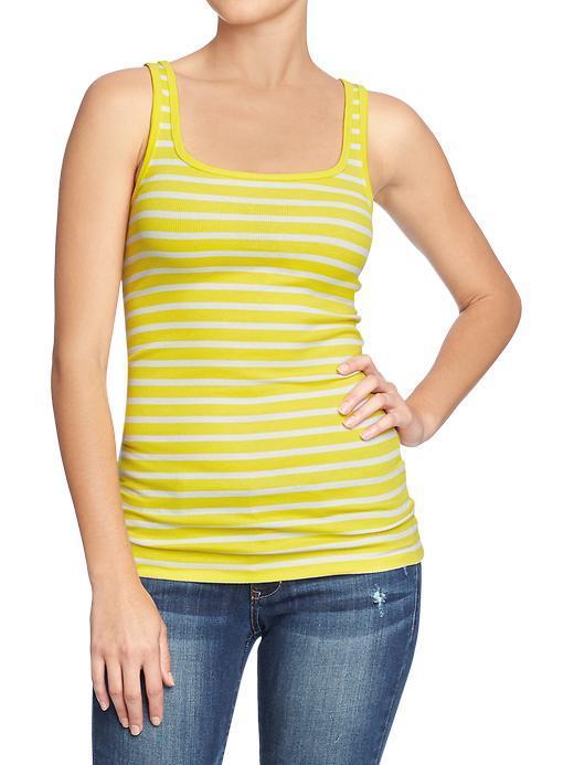 Old Navy Old Navy Womens Perfect Rib Knit Tanks - White/yellow Stripe