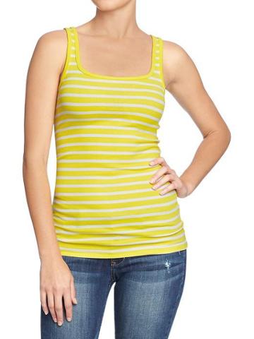 Old Navy Old Navy Womens Perfect Rib Knit Tanks - White/yellow Stripe