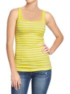 Old Navy Old Navy Womens Perfect Rib Knit Tanks - White/yellow Stripe
