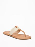 Old Navy Womens T-strap Slide Sandals For Women Bone Size 10