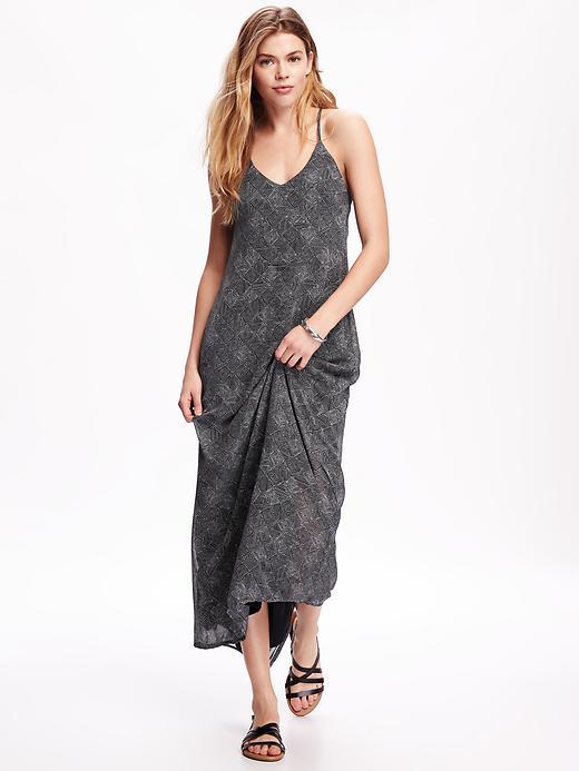 Old Navy Chiffon Maxi Dress For Women - Black Print