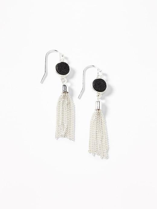 Old Navy  Moon Rock Tassel Drop Earrings For Women Silver Size One Size