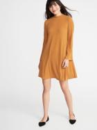Old Navy Womens Mock-neck Rib-knit Swing Dress For Women Rusty Yellow Size Xs