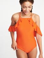 Old Navy Womens Cold-shoulder Swimsuit For Women Orange You Glad Size Xxl