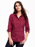 Old Navy Pin Dot Classic Shirt For Women - Red Dots