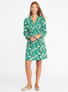 Old Navy Floral Print Pintucked Swing Dress For Women - Green Floral