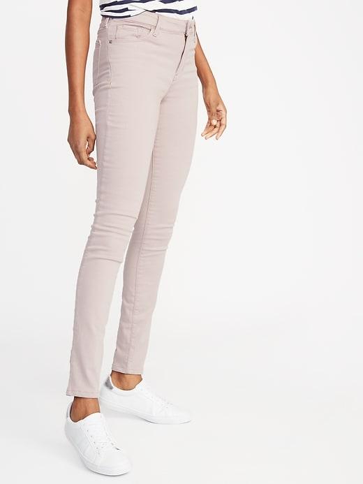 Mid-rise Built-in Warm Rockstar Super Skinny Jeans For Women