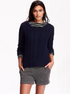 Old Navy Womens Cable Knit Cocoon Sweater Size L Tall - Lost At Sea Navy