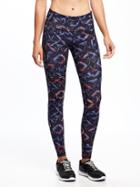Old Navy Go Dry Mid Rise Printed Compression Leggings For Women - Purple Print