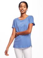 Old Navy Everywear Relaxed Curved Hem Tee For Women - Blueberry Smoothie