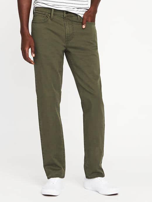 Old Navy Slim Built In Flex Twill Five Pocket Pants For Men - Forest Floor