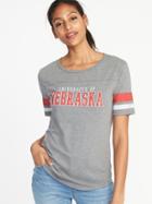 Old Navy Womens College-team Graphic Sleeve-stripe Tee For Women Nebraska Corn Size Xl