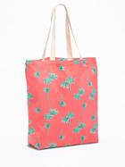 Old Navy Womens Graphic Canvas Tote For Women Coral Palm Trees Size One Size