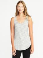 Old Navy Womens Luxe Curved-hem Scoop-neck Tank For Women Heather Gray Size L