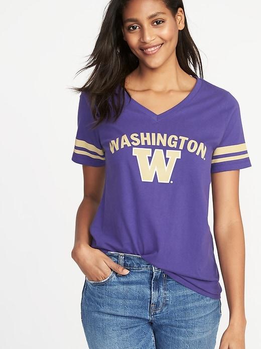 Old Navy Womens College Team Sleeve-stripe Tee For Women Univ. Of Washington Size L