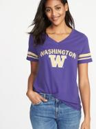 Old Navy Womens College Team Sleeve-stripe Tee For Women Univ. Of Washington Size L