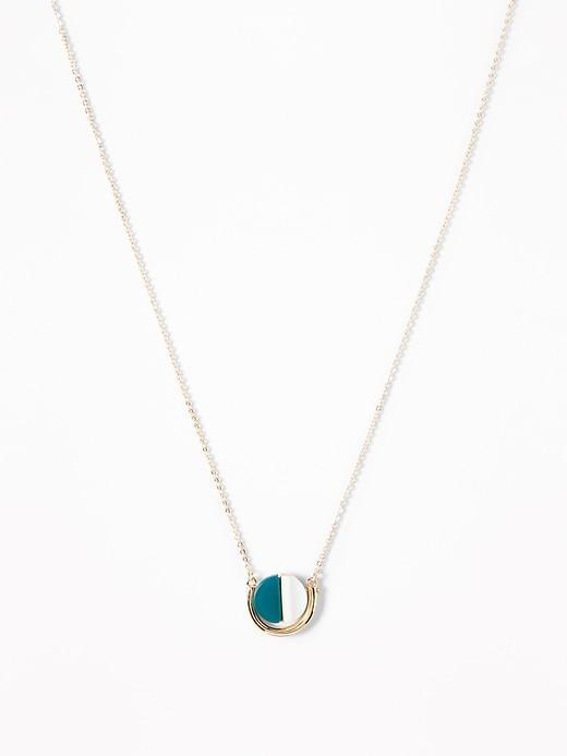Two-tone Pendant Chain Necklace For Women