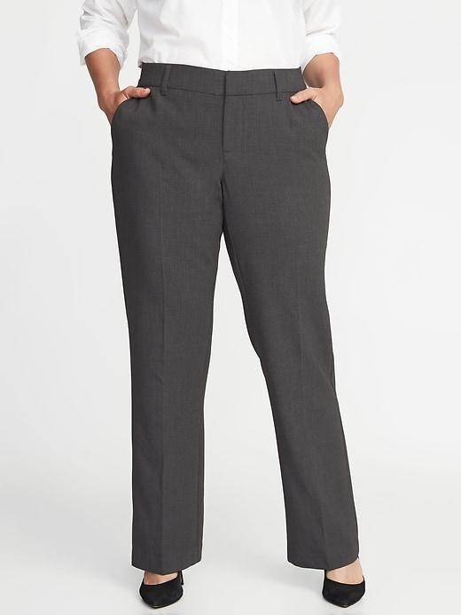 Old Navy Womens Mid-rise Secret-slim Plus-size Double-weave Harper Trousers Heather Gray Size 20